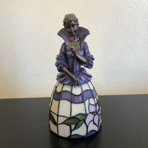Vintage Victorian Doll Lady Lighted Stain Glass Petticoat Dress Musical Statue